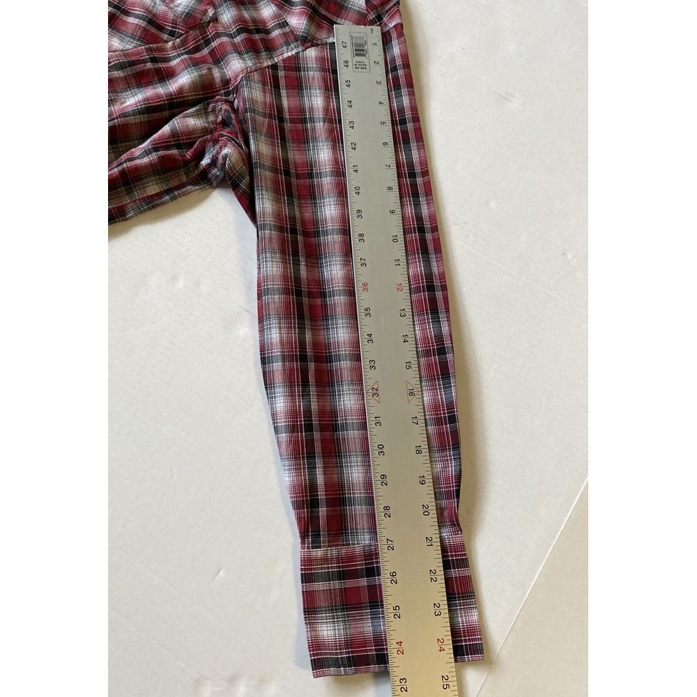 Wrangler Shirt Mens 3XL Red Maroon Pearl Snap Plaid Western Cowboy Rancher EUC - Picture 5 of 7